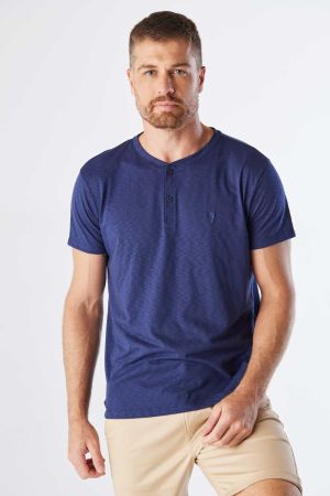 CAMISETA ALEX MANGA CURTA GOLA HENLEY 134887