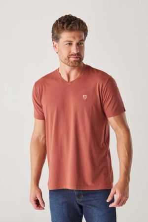 CAMISETA BÁSICA SAULO MANGA CURTA GOLA V ALGODÃO PLUS 179506